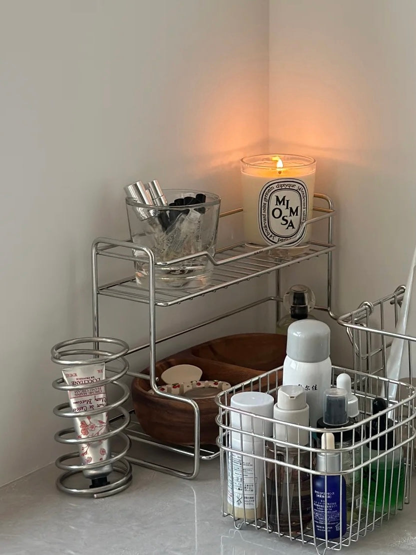 L-Shaped Stainless Steel Storage Rack