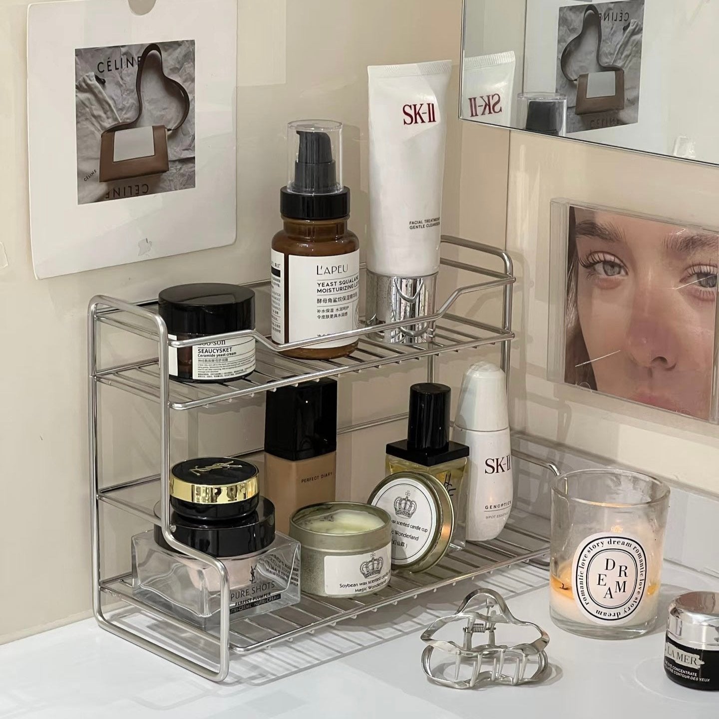 L-Shaped Stainless Steel Storage Rack