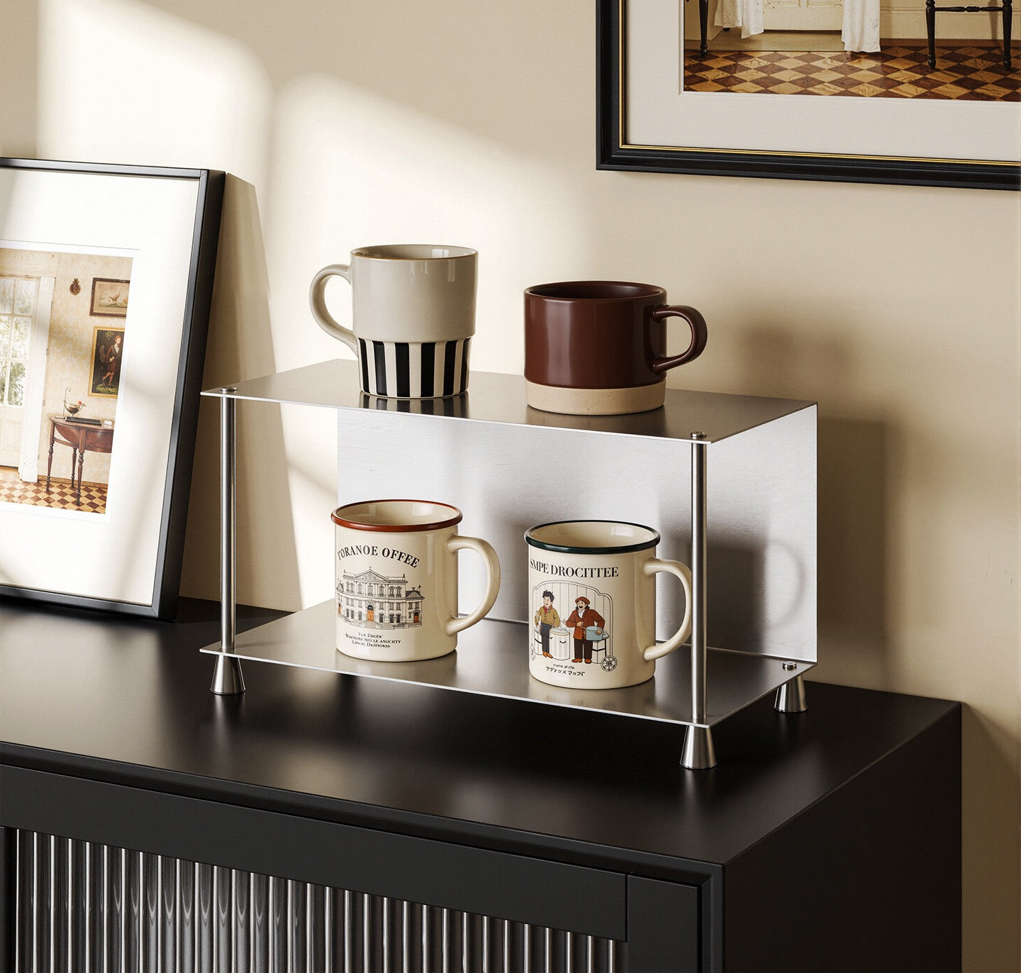 Minimalist Stainless Steel 2-Tier Countertop Shelf